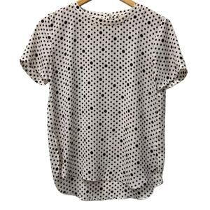 Loft woman's xs white blouse with black flower details